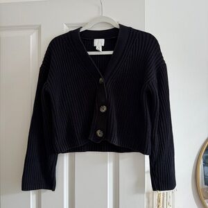 H&M Classic Black Knit Cardigan, size XS